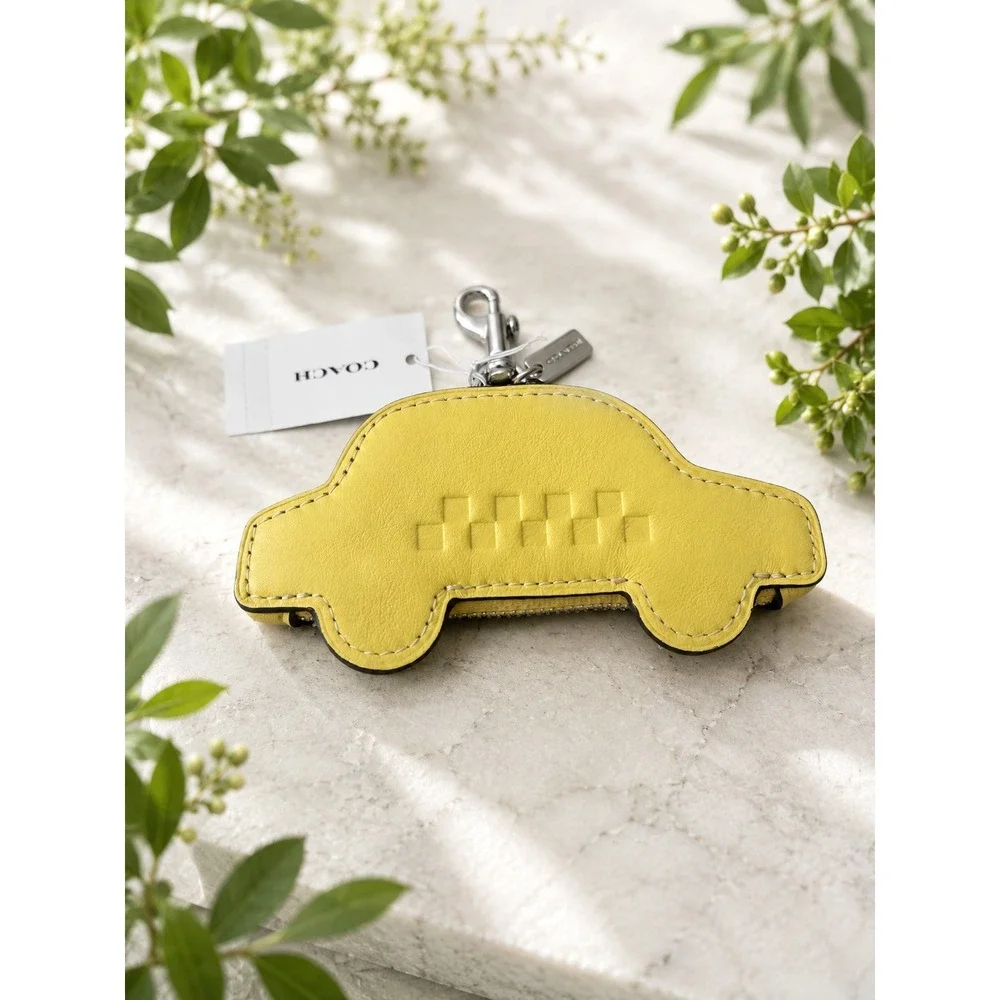 02 Coach Yellow cab bag charm/coin pouch NWT DEADSTOCK